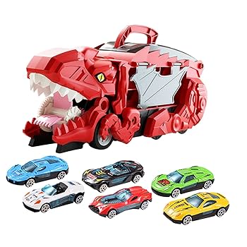 恐竜 トラック 輸送車 キャリア 恐竜の足跡 レース プレゼント 車7個セット Amazon | PEWETE トランスフォームキャリアトラック 恐竜